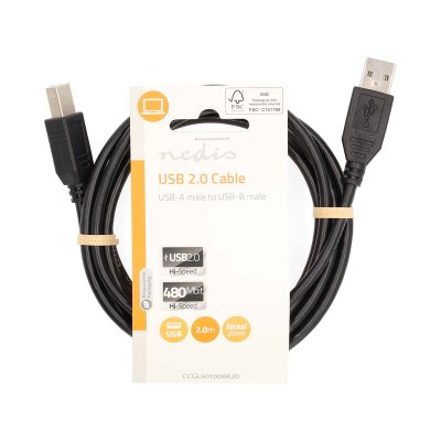 USB-kabel USBA- USB B male 2m