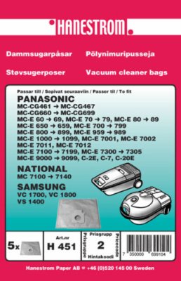Dammsugarpåsar PANASONIC MC-E700, MC-E800