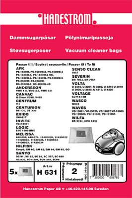 Dammsugarpåsar AFK, Andersson, Canvac, Elvita, Volta, Nilfisk mm. 